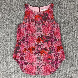 CAbi Top Womens Small Sleeveless Jubilee Blouse 127 Paisley Boho Pink Red